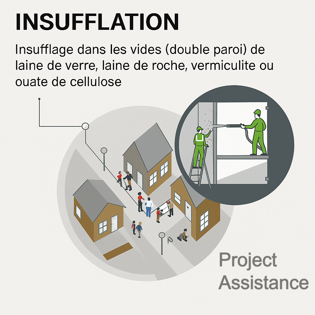 Exemple d'insufflation d'isolant dans un mur