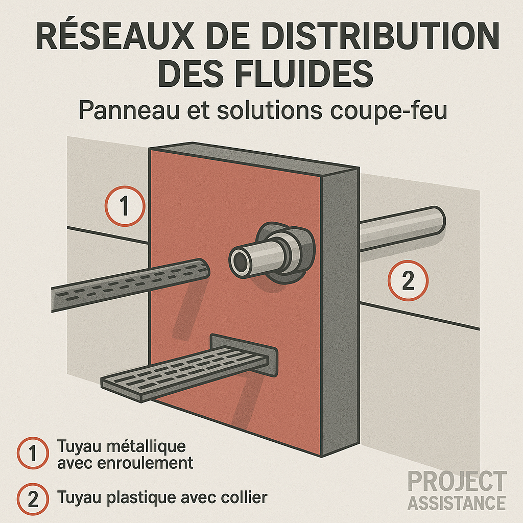Illustration réseaux de fluides coupe-feu